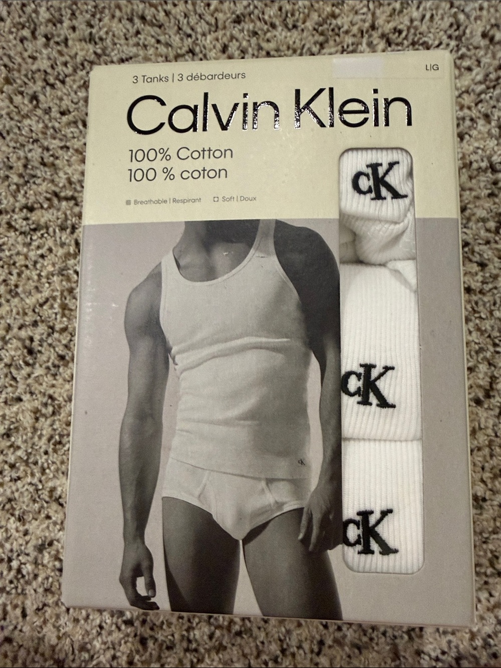 Calvin Klein White Ribbed Men's Tank Top with CK Logo - Picture 2 of 2